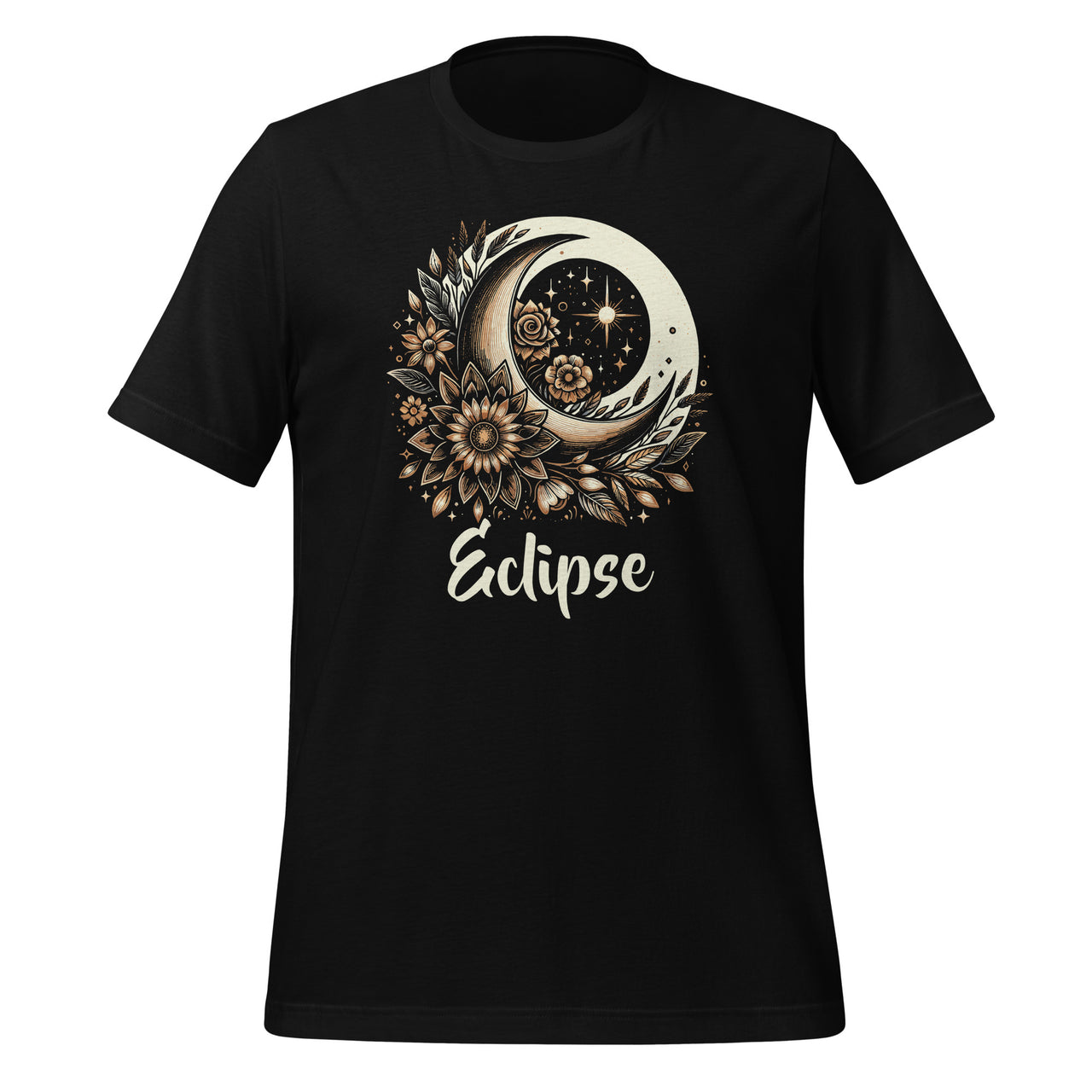 Solar Eclipse With Floral Flowers Space Graphic Art Unisex T-Shirt