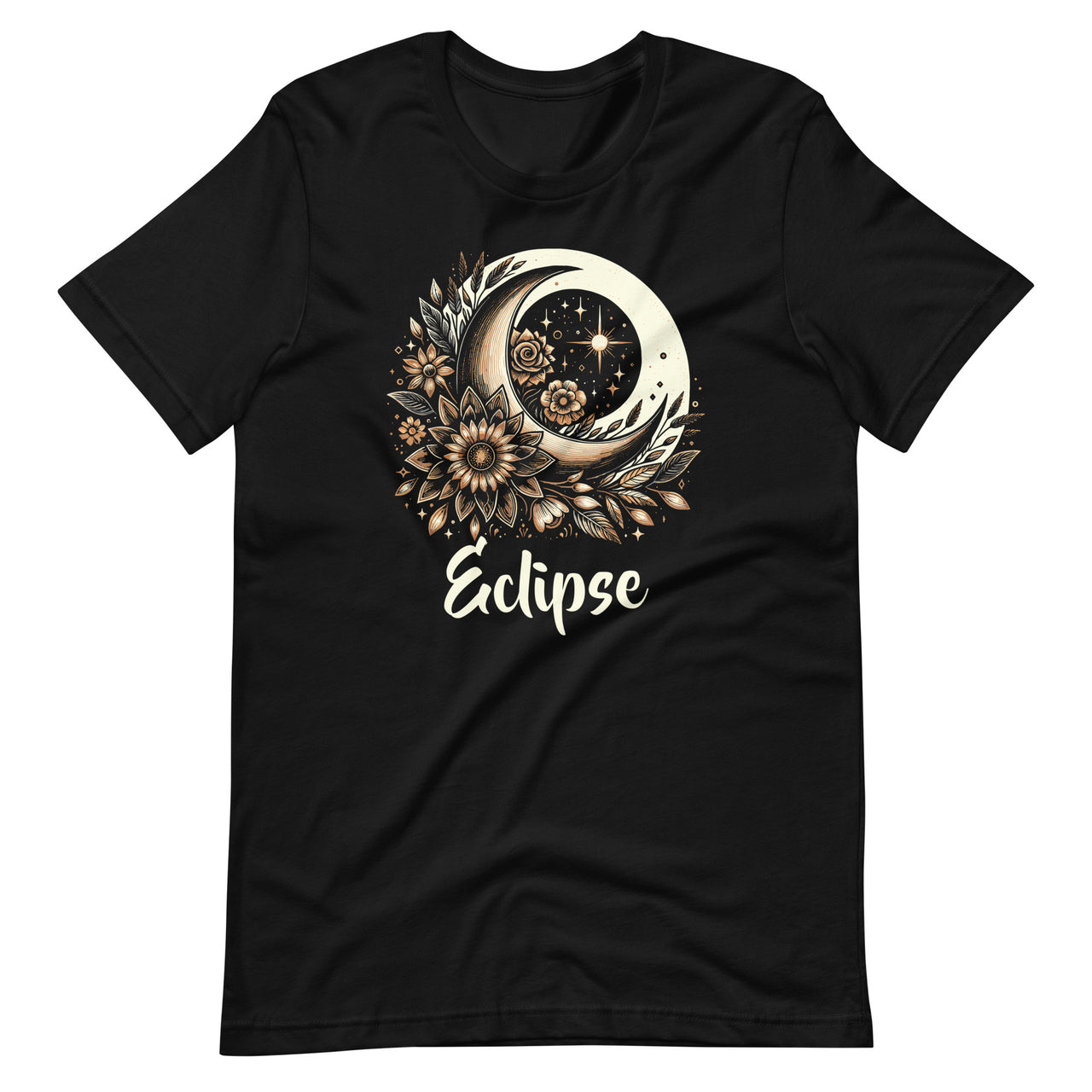 Solar Eclipse With Floral Flowers Space Graphic Art Unisex T-Shirt