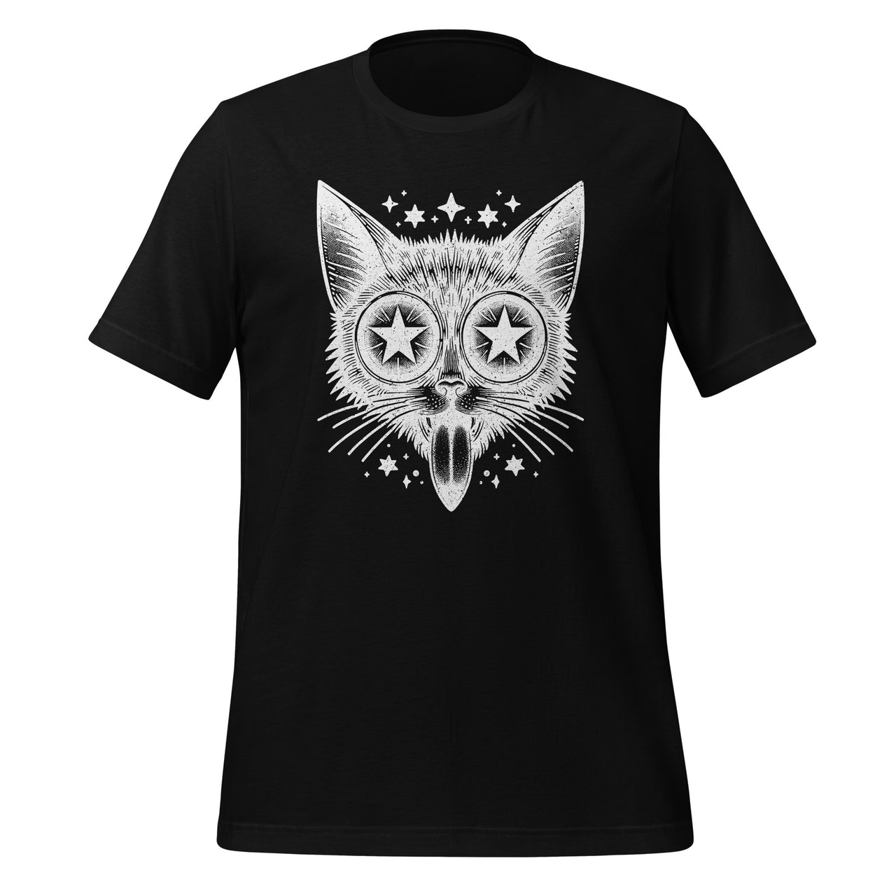 Weirdcore Cat Trippy Gothic Black Cat Unisex T-Shirt