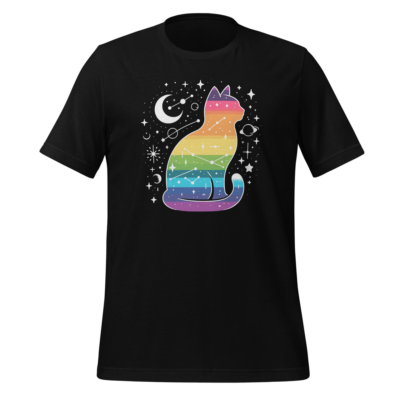 Rainbow Day Animal Cat Gay Pride Flag Colors Astronomy Unisex T-Shirt