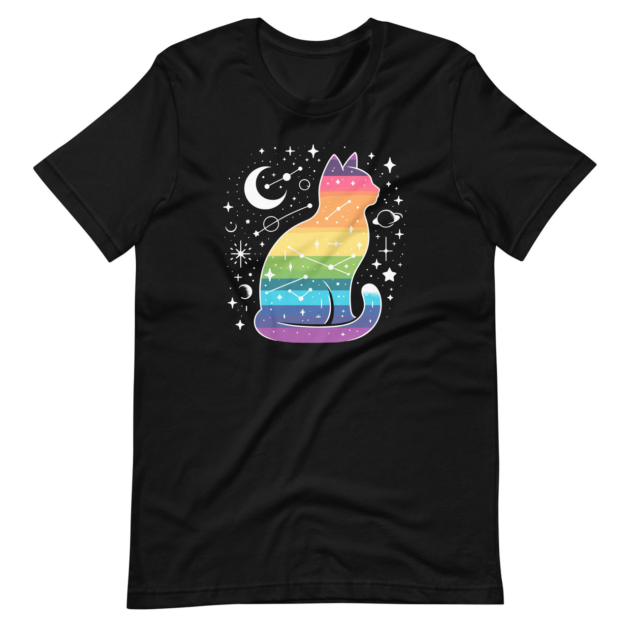 Rainbow Day Animal Cat Gay Pride Flag Colors Astronomy Unisex T-Shirt