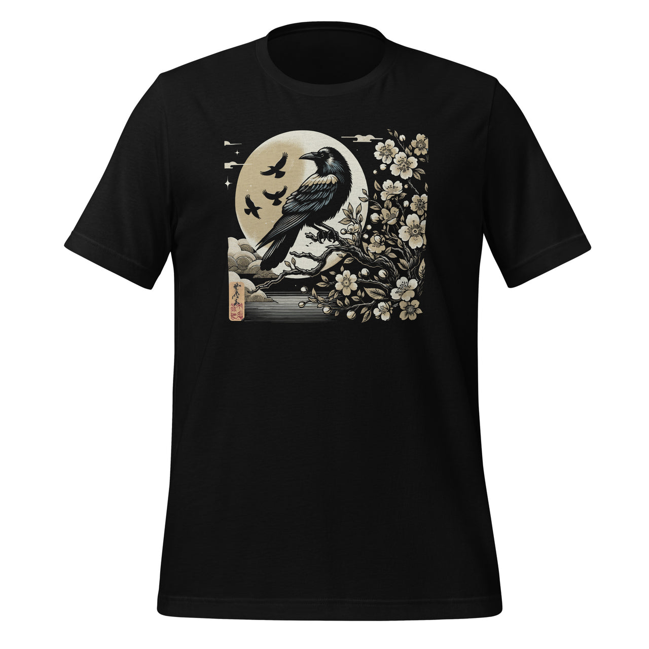 Graphic Japan Woodblock Art Crow Raven Vintage Unisex T-Shirt