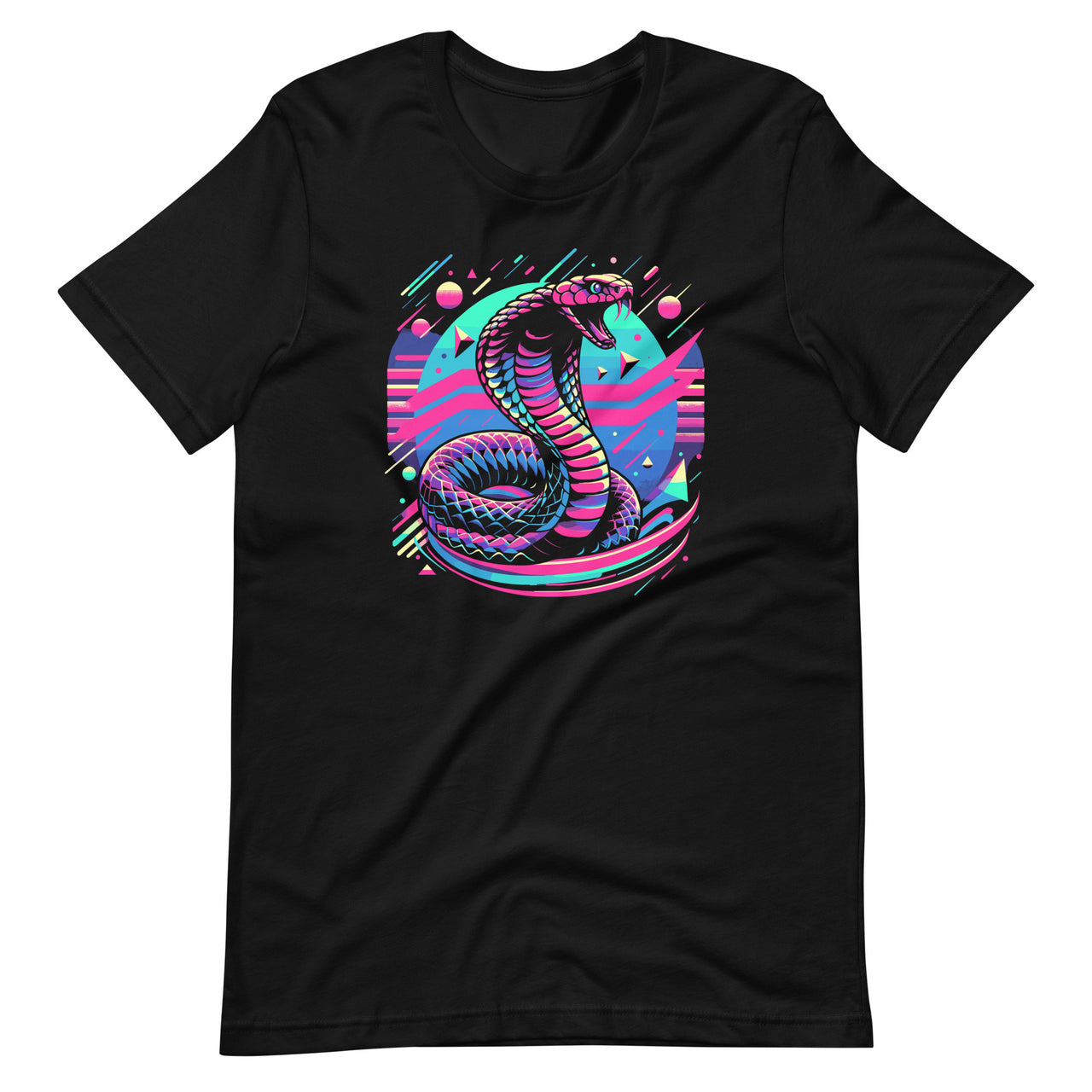 Colorful Cobra Vaporwave Style Vivid Reptile Venom Snake Unisex T-Shirt