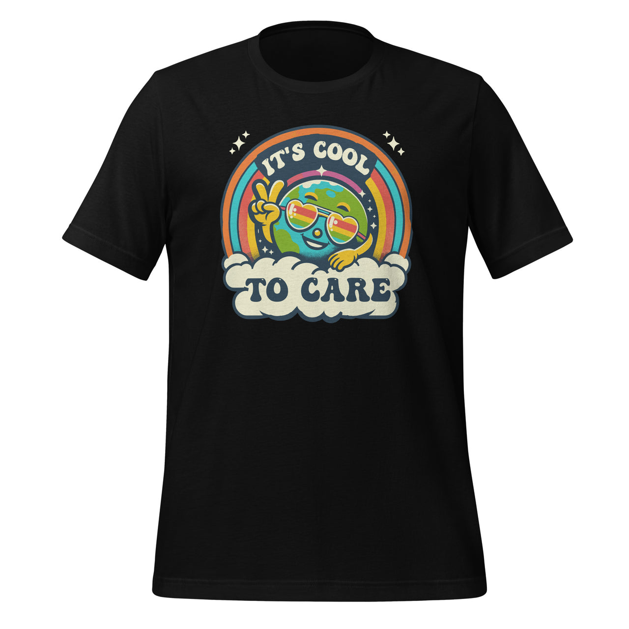 It's Cool To Care Earth Day Groovy 70s Retro Art Unisex T-Shirt