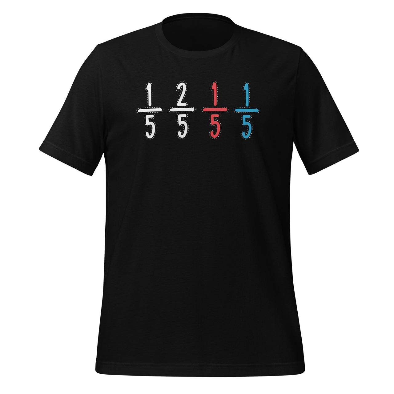 1/5 2/5 1/5 Red 1/5 Blue - Funny Math Teacher Student Unique Short-Sleeve Unisex T-Shirt