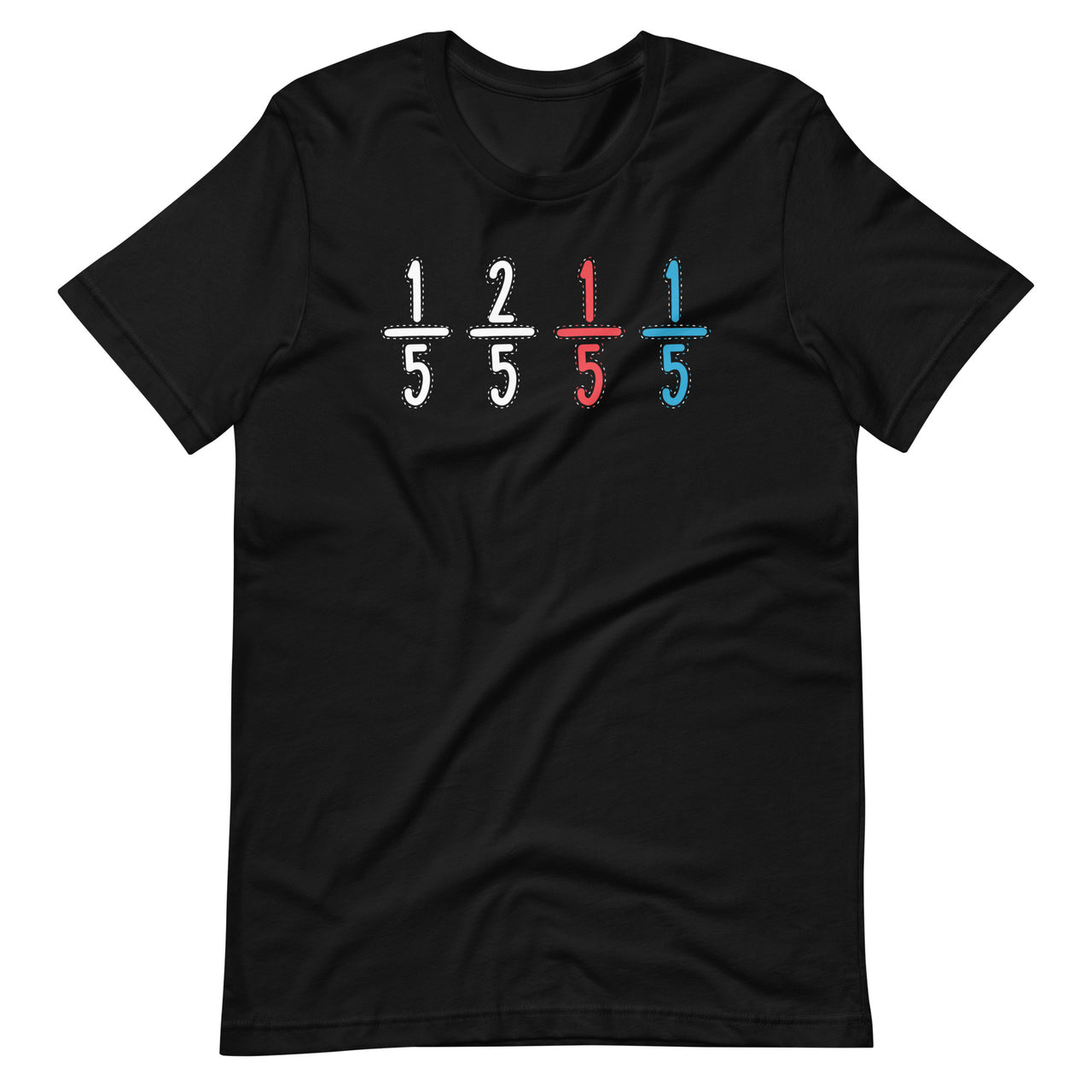 1/5 2/5 1/5 Red 1/5 Blue - Funny Math Teacher Student Unique Short-Sleeve Unisex T-Shirt