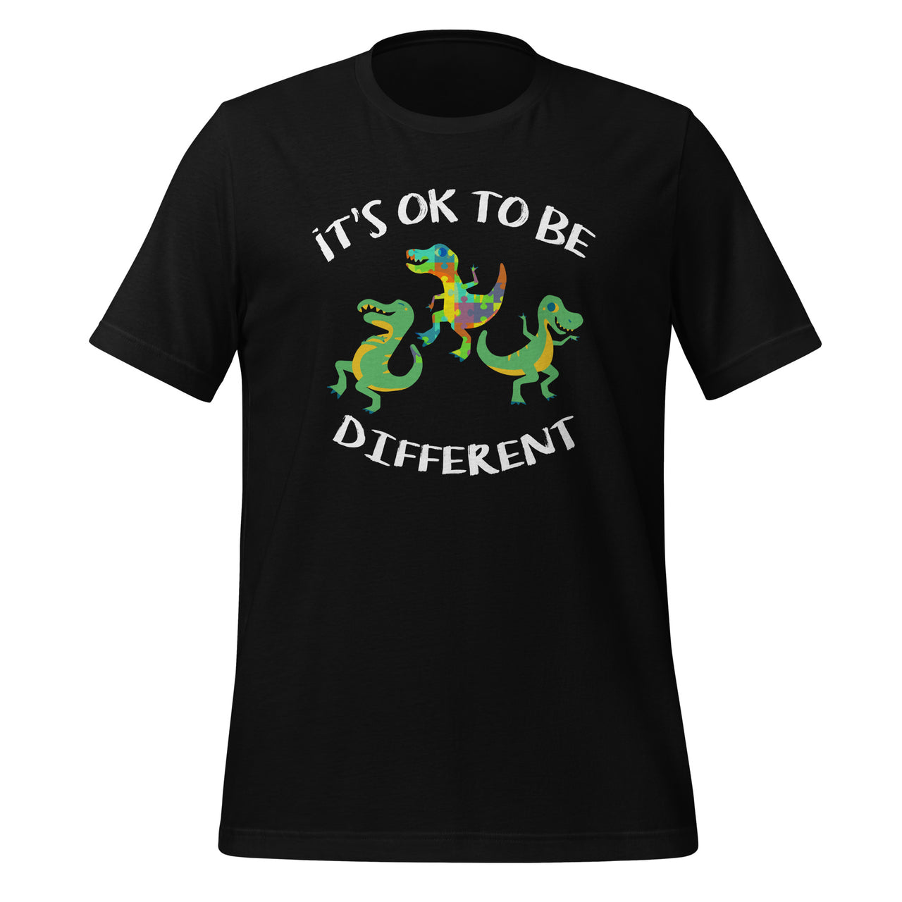 It's Ok To Be Different - Dinosaur T Rex Autism Awareness Short-Sleeve Unisex T-Shirt