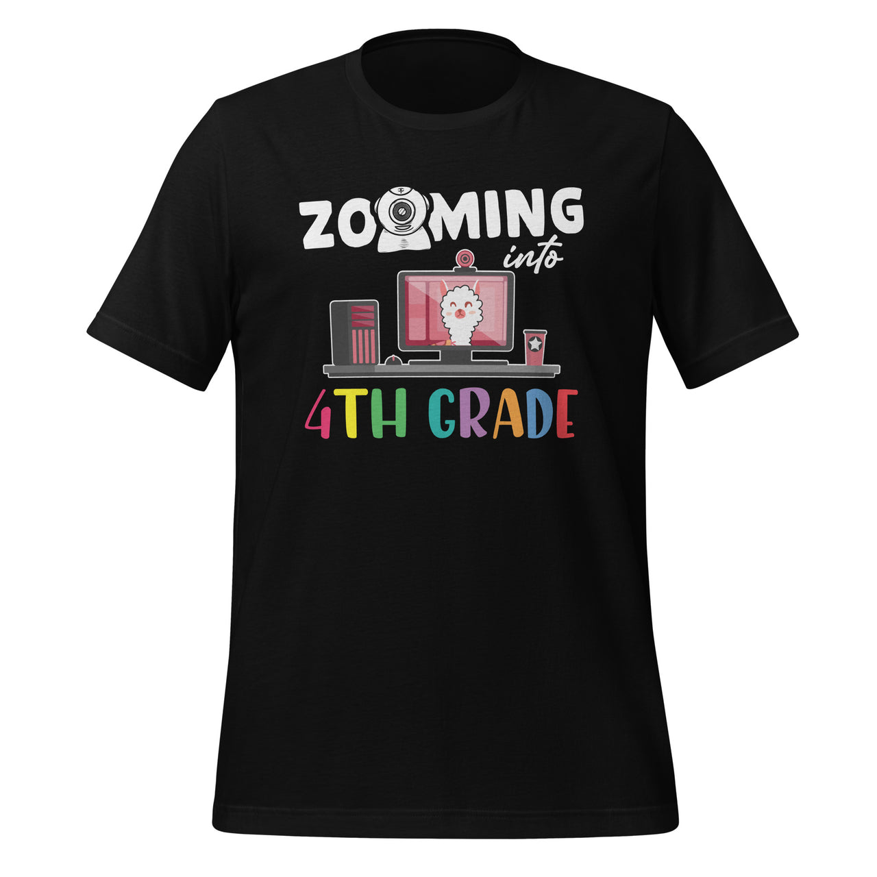 Zooming Into 4th Grade - Back To School Llama Lover Short-Sleeve Unisex T-Shirt