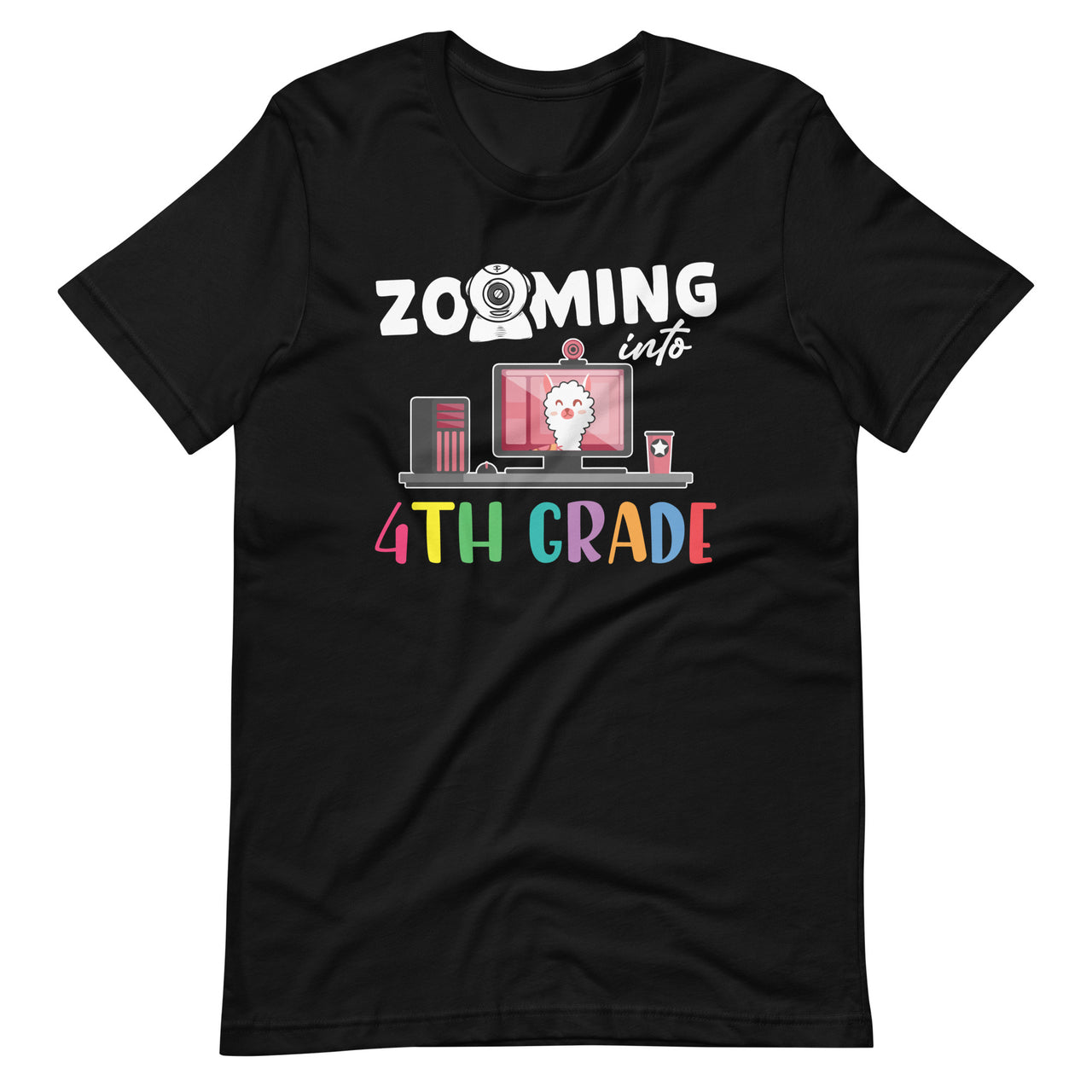 Zooming Into 4th Grade - Back To School Llama Lover Short-Sleeve Unisex T-Shirt