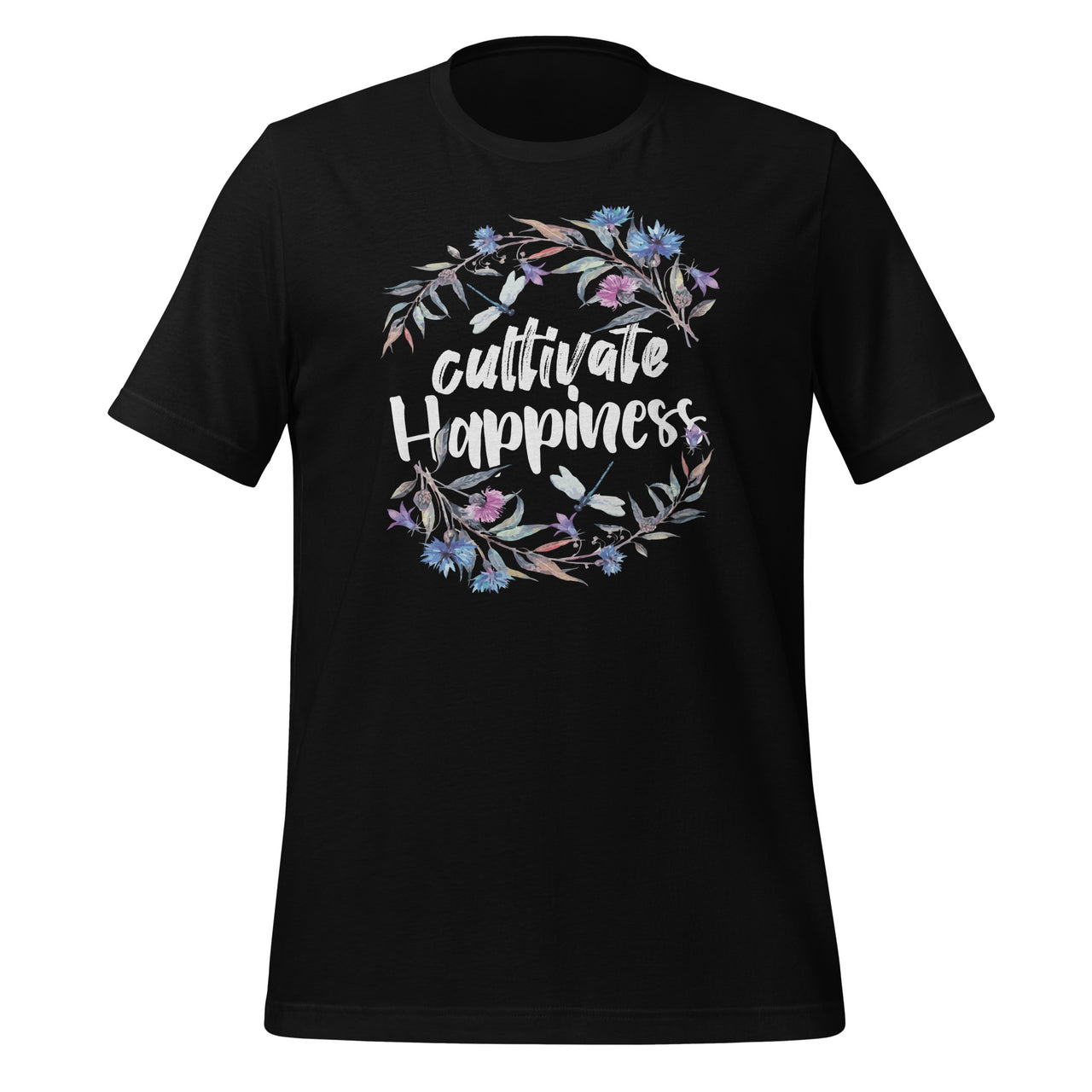 Cultivate Happiness - Watercolor Quote Saying Short-Sleeve Unisex T-Shirt