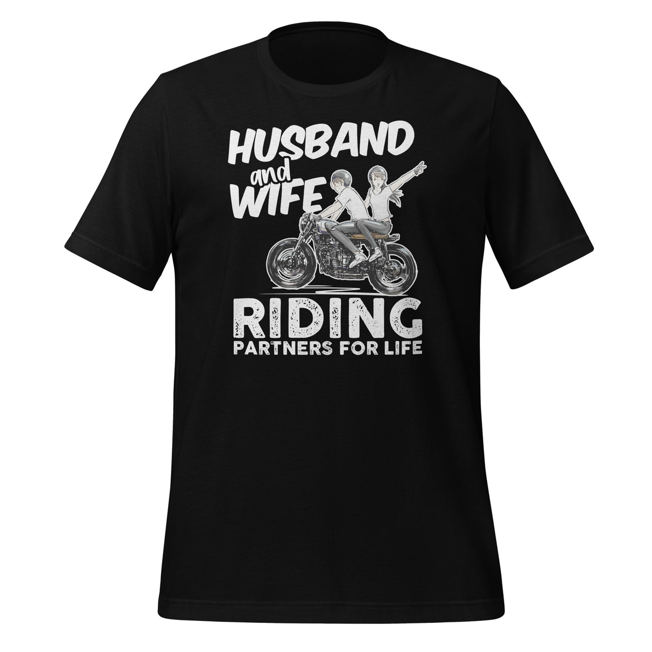 Husband And Wife Riding Partners For Life - Motorcycle Lover Short-Sleeve Unisex T-Shirt