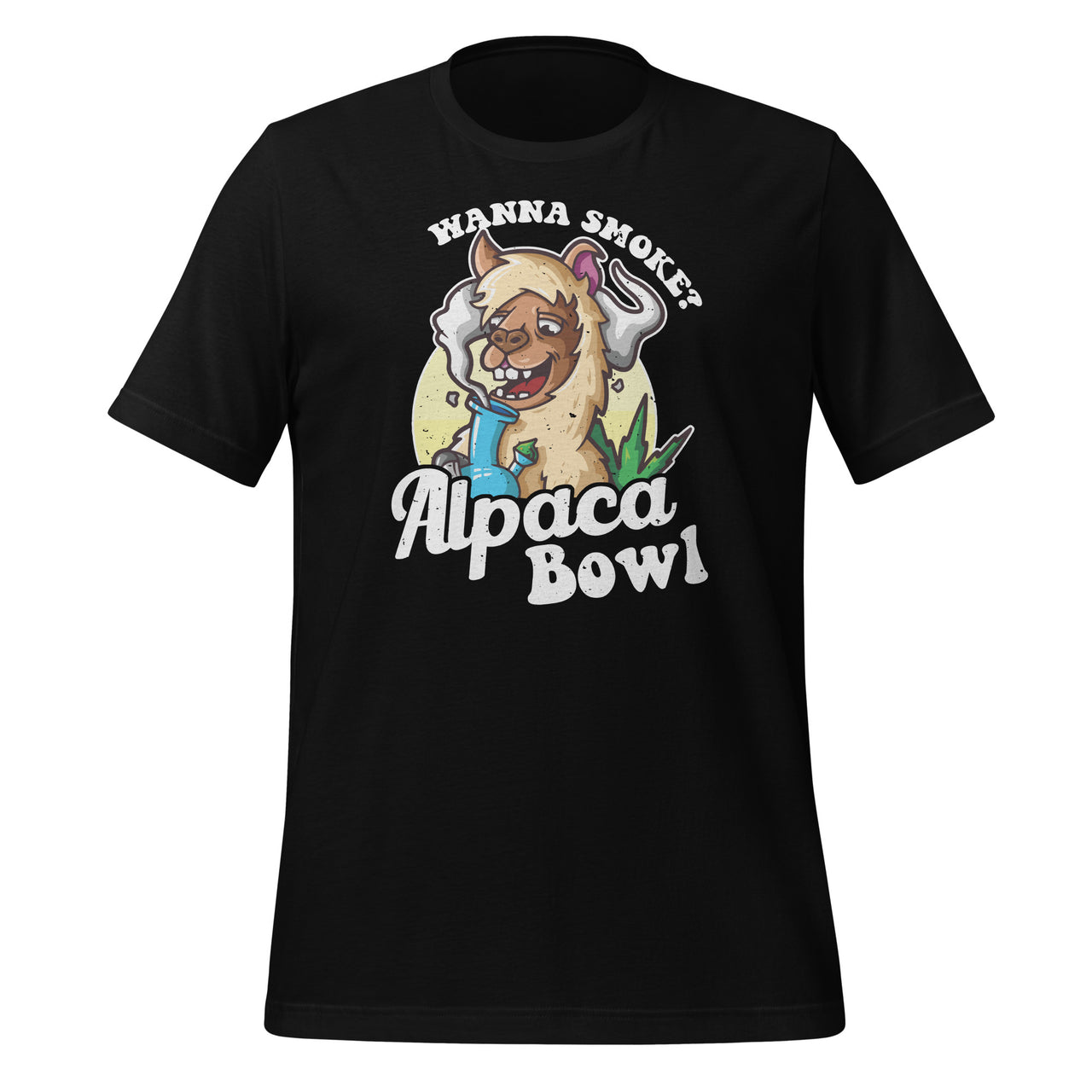 Wanna Smoke Alpaca Bowl - Funny Weed Cannabis Lover Short-Sleeve Unisex T-Shirt