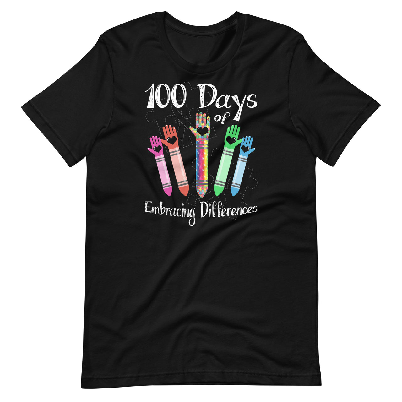 100 Days Of Embracing Differences - Autism Awareness Autistic Teacher Short-Sleeve Unisex T-Shirt