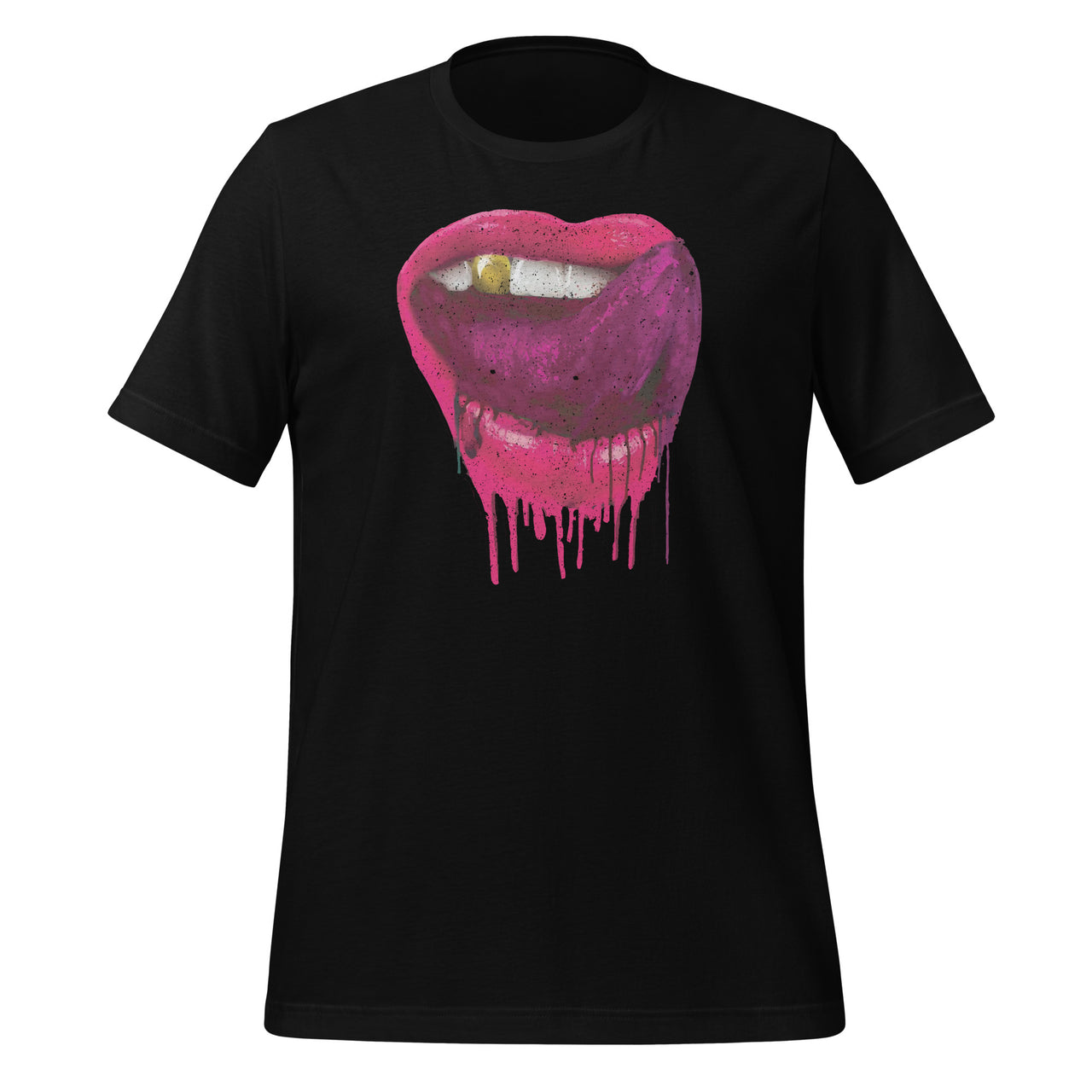 Hot Pink Lips Mouth Tongue Out - Cool Vintage Retro Short-Sleeve Unisex T-Shirt