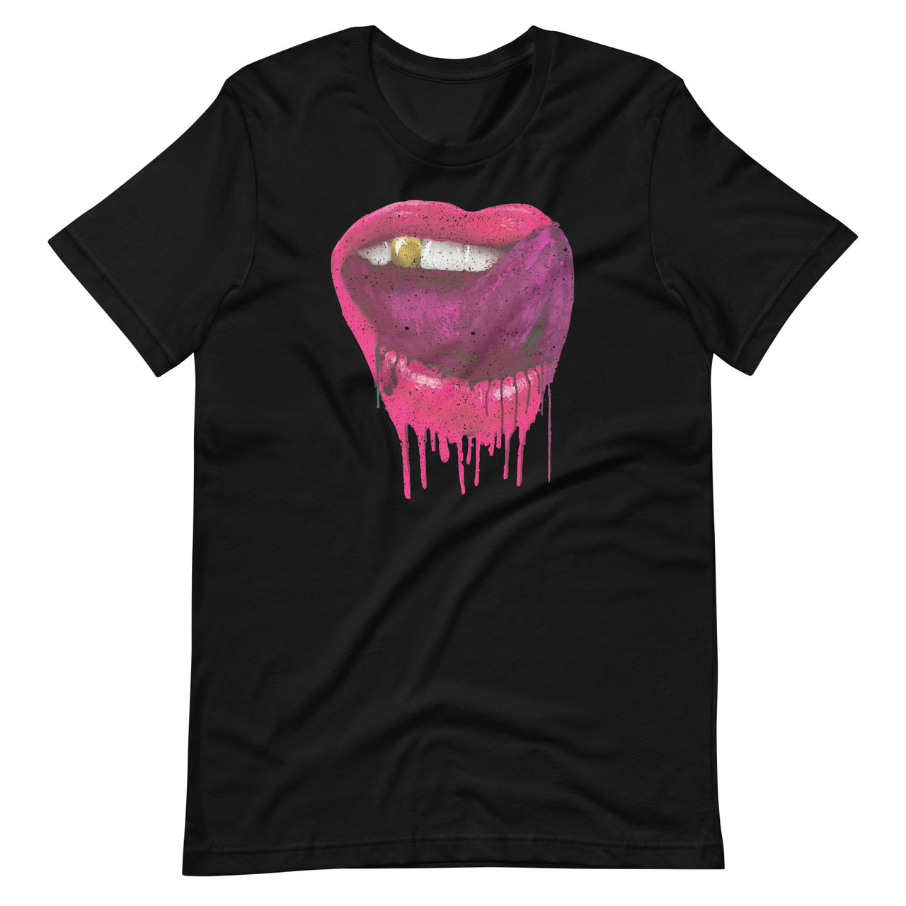 Hot Pink Lips Mouth Tongue Out - Cool Vintage Retro Short-Sleeve Unisex T-Shirt