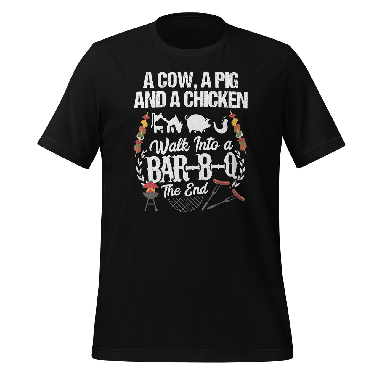 A Cow A Pig And A Chicken Walk Into A Bar Funny BBQ Grilling Master Short-Sleeve Unisex T-Shirt