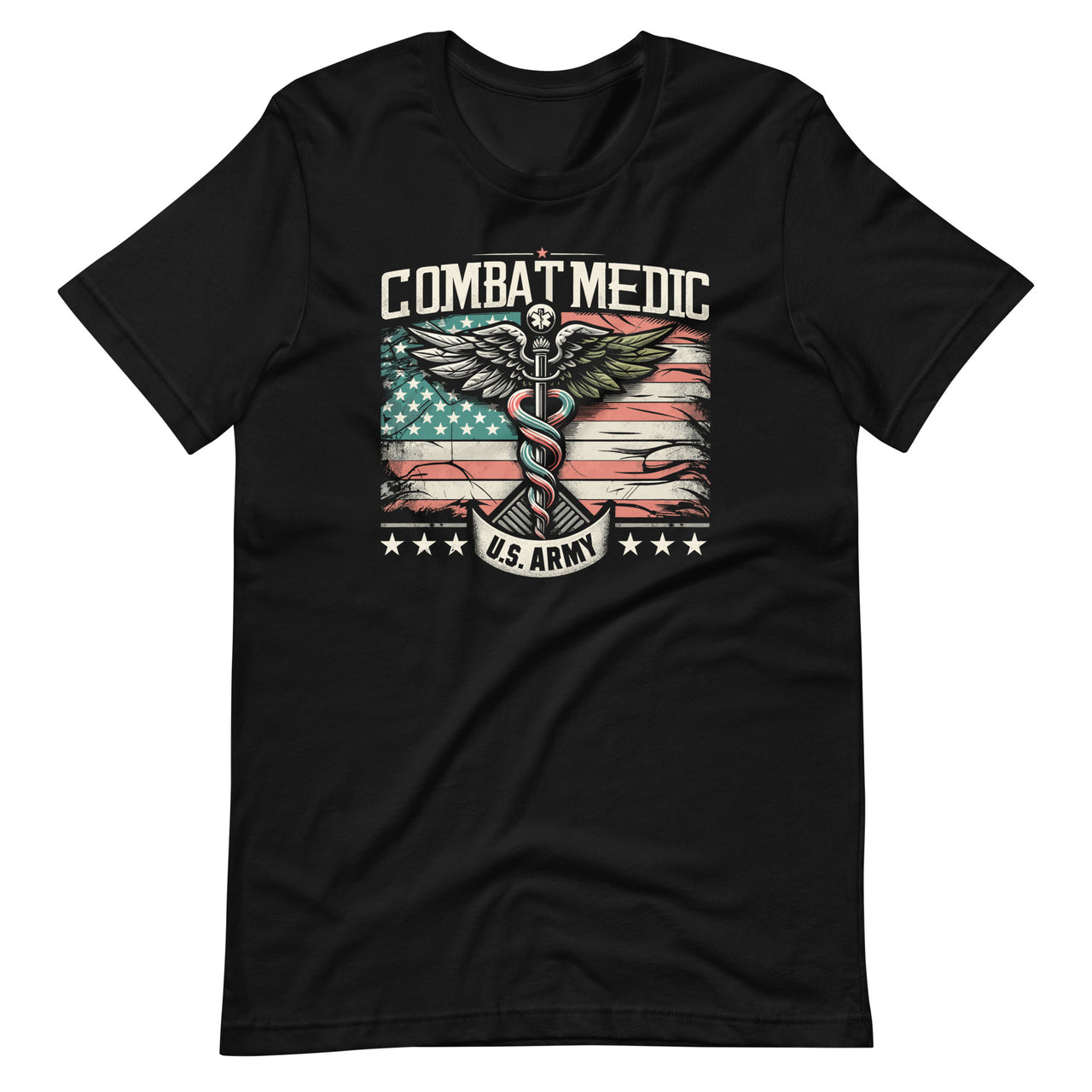 Combat Medic Veteran Medical Military Flag Vintage American Unisex T-Shirt