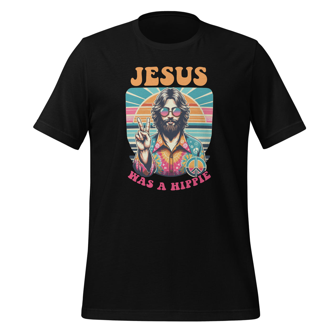 Jesus Was A Hippie Funny Groovy Christian Religious Unisex T-Shirt