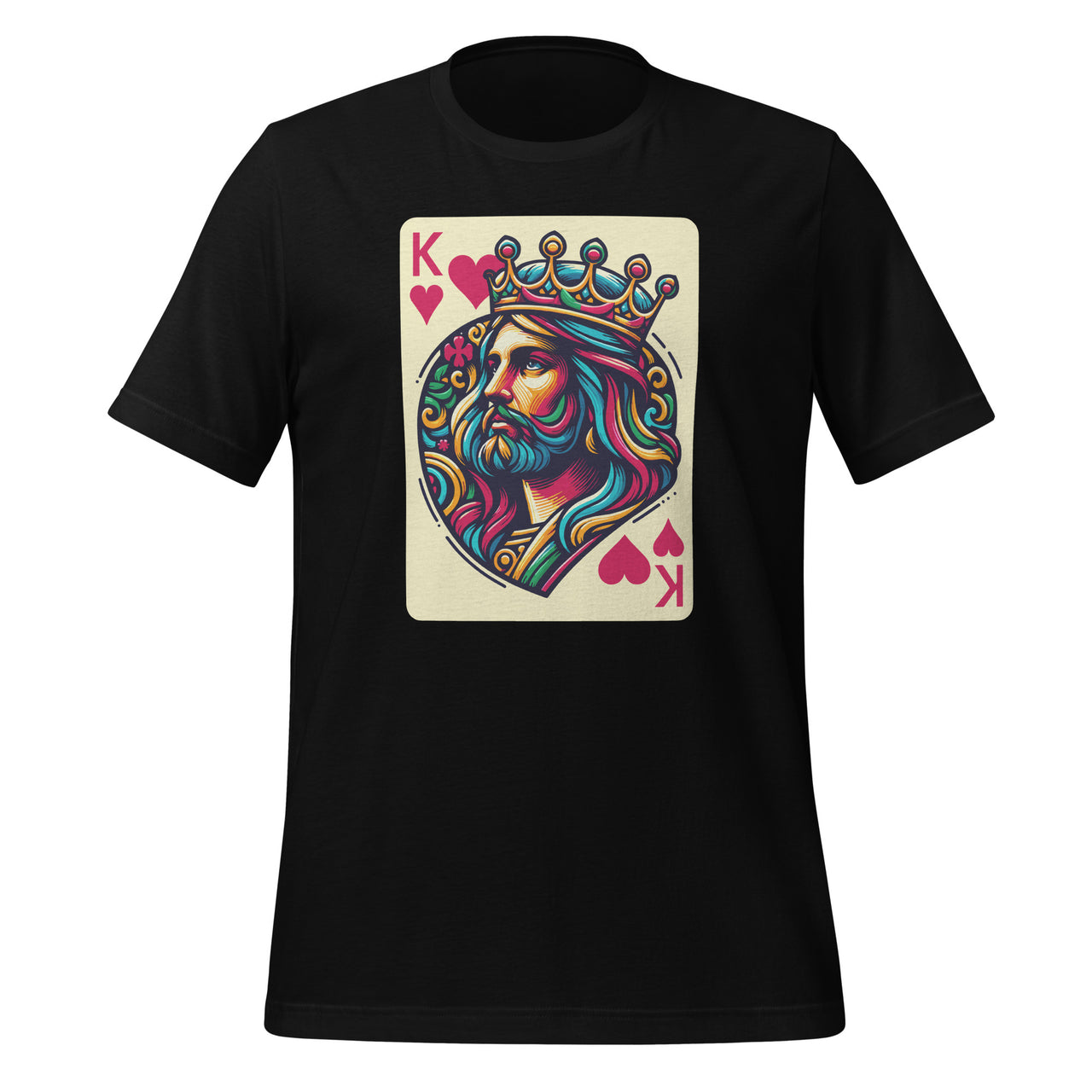 Jesus King Hearts Card Christian Religious Easter Day Unisex T-Shirt