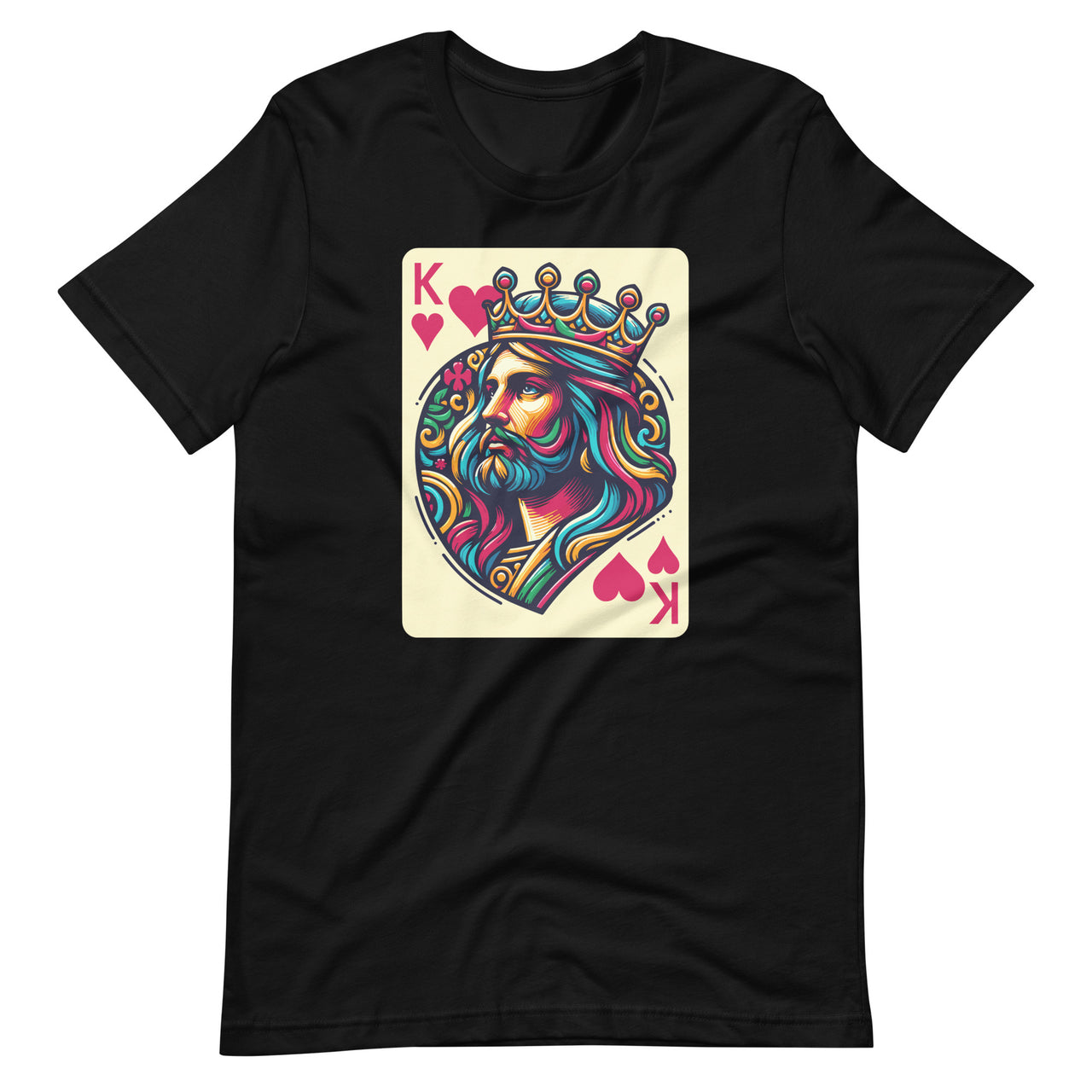 Jesus King Hearts Card Christian Religious Easter Day Unisex T-Shirt