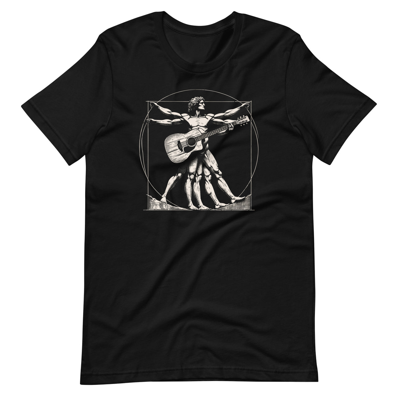 Funny Guitar Player Da Vinci Vitruvian Man Musicians Unisex T-Shirt