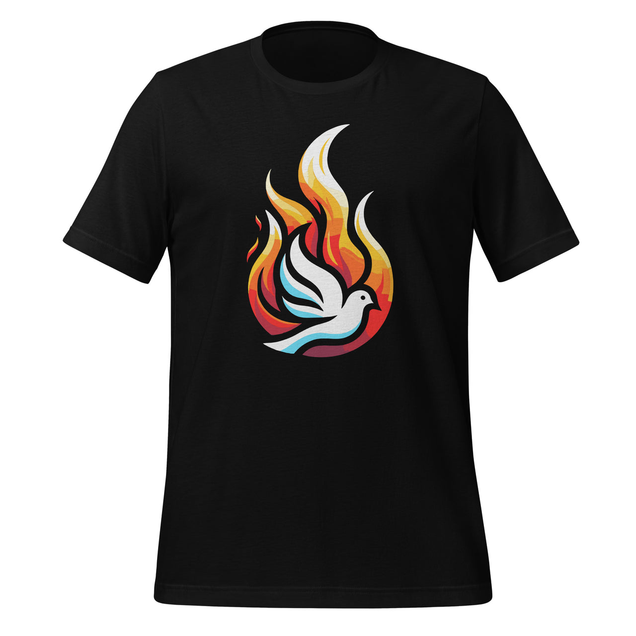 Silhouette Dove Flame Fire Pentecost Orthodox Christmas Unisex T-Shirt