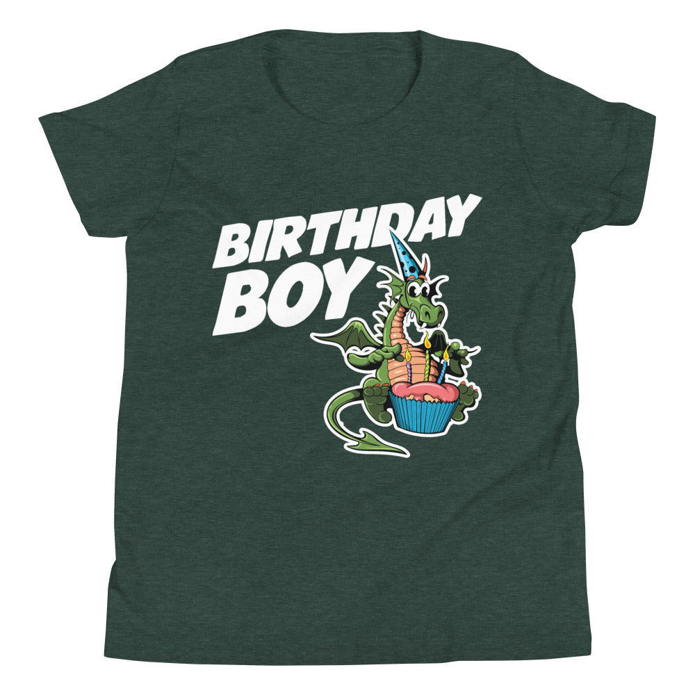 Birthday Boy Dragon Cupcake Candle Fire - Cute Fun Gift Youth Short Sleeve T-Shirt
