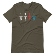 1/5 2/5 1/5 Red 1/5 Blue - Funny Math Teacher Student Unique Short-Sleeve Unisex T-Shirt