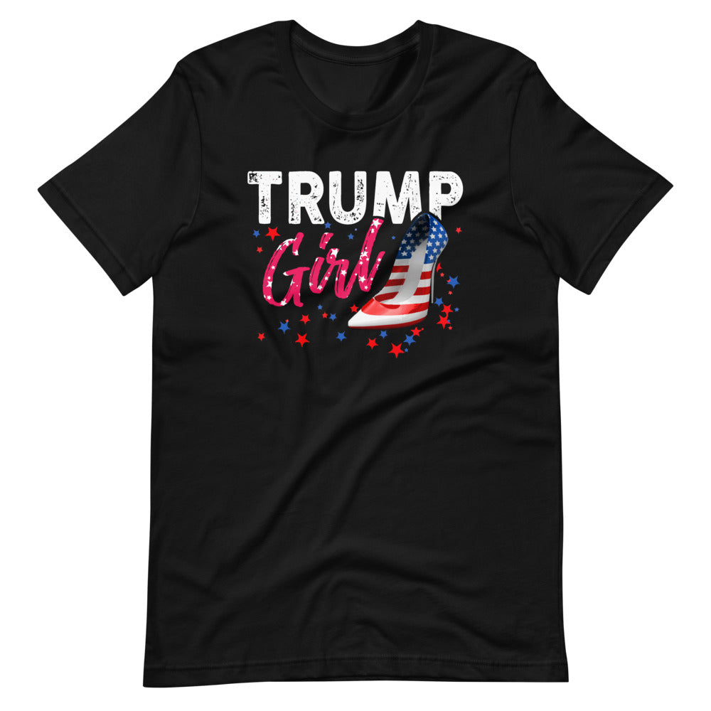 Trump Girl Stilettos - High Heel American Flag US Election Short-Sleeve Unisex T-Shirt