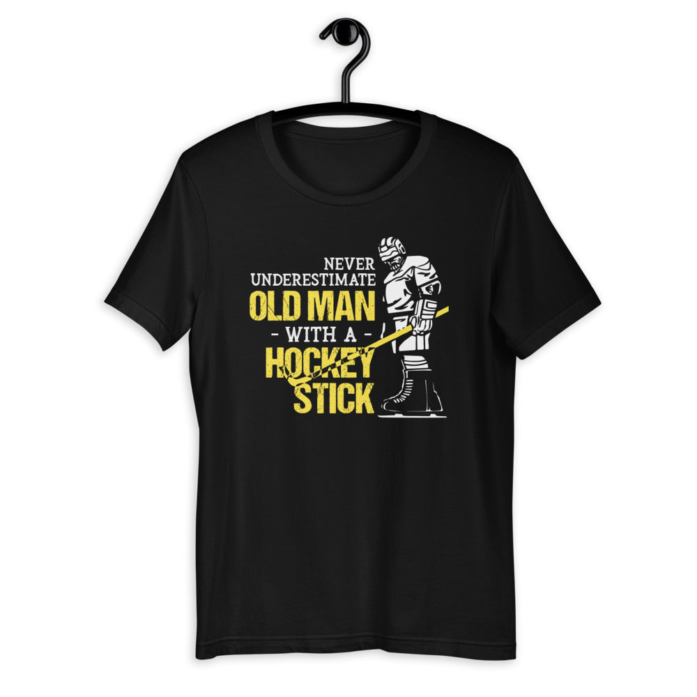 Never Underestimate An Old Man With A Hockey Stick - Player Short-Sleeve Unisex T-Shirt