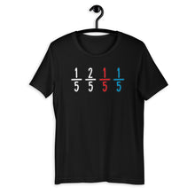 1/5 2/5 1/5 Red 1/5 Blue - Funny Math Teacher Student Unique Short-Sleeve Unisex T-Shirt
