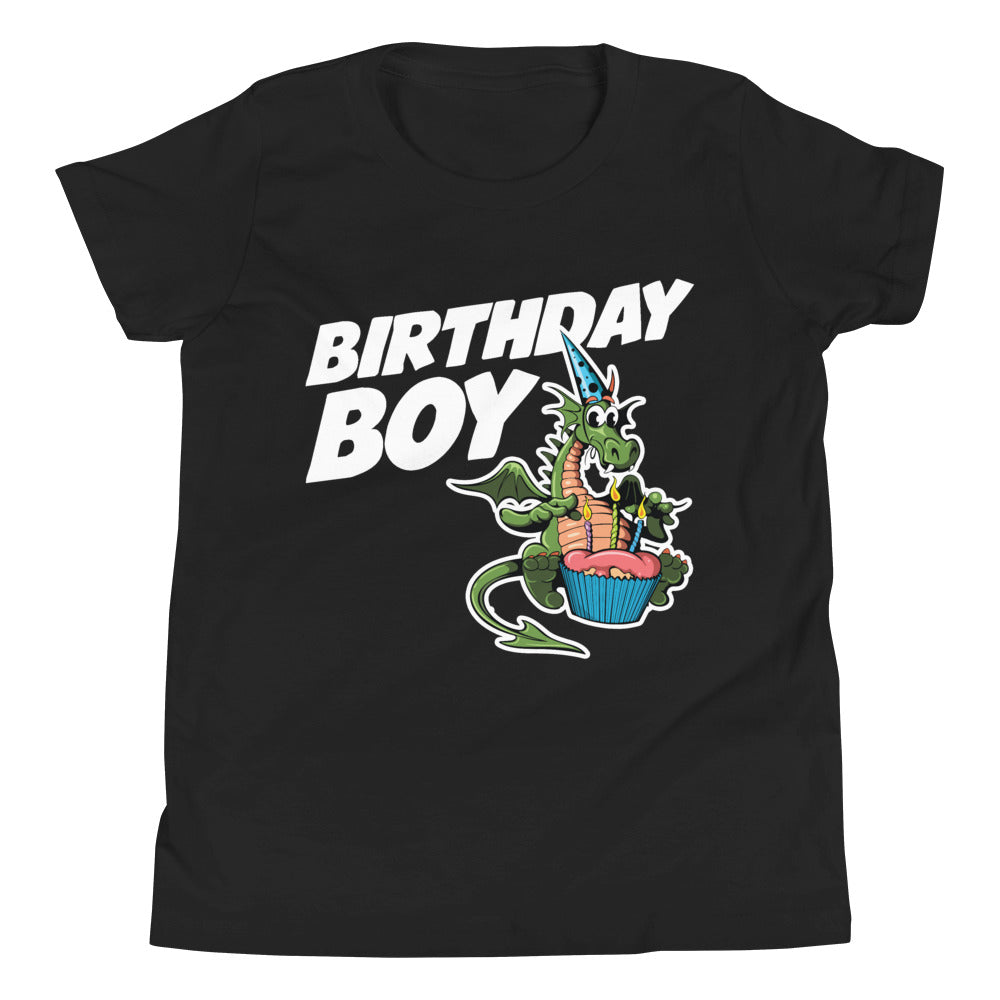 Birthday Boy Dragon Cupcake Candle Fire - Cute Fun Gift Youth Short Sleeve T-Shirt
