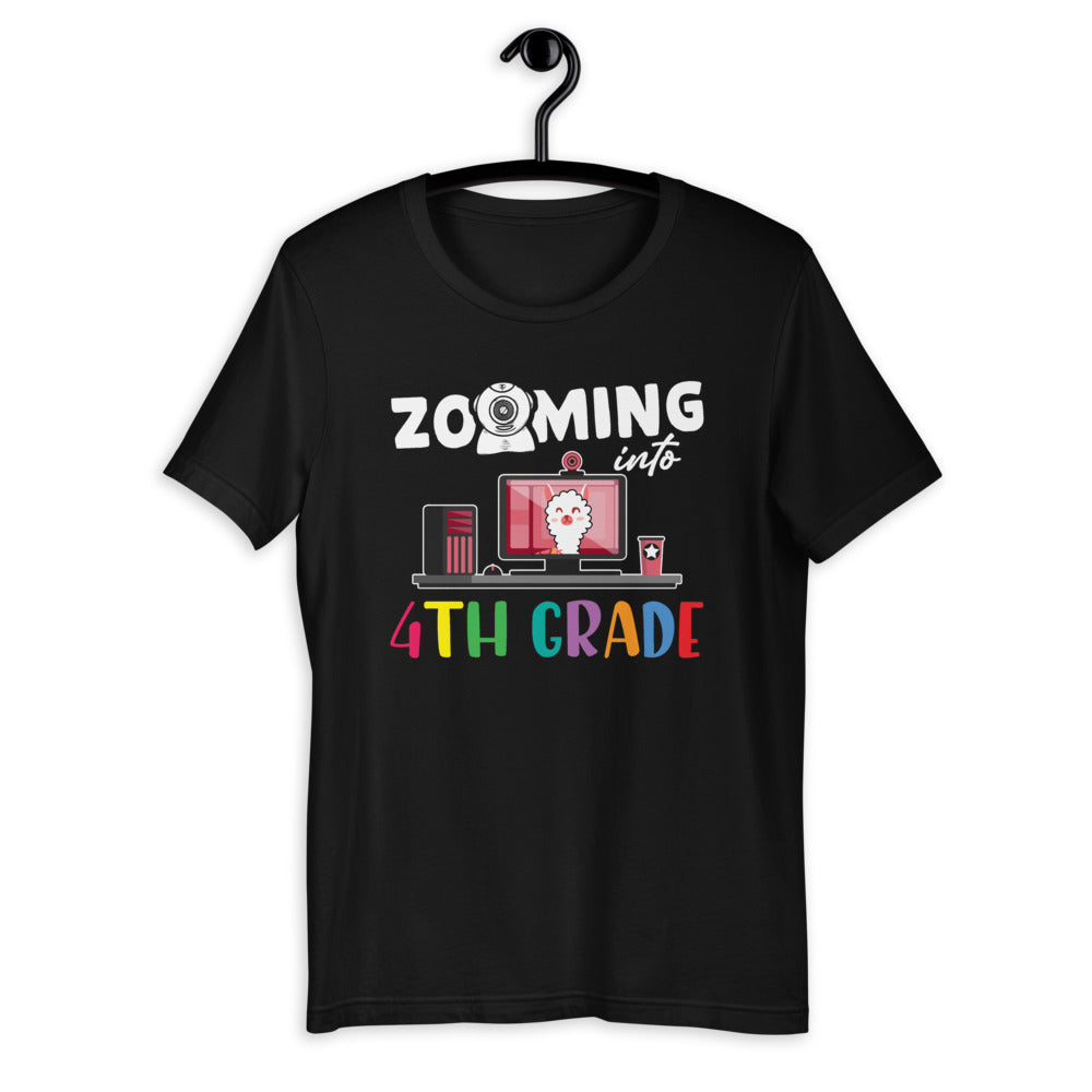 Zooming Into 4th Grade - Back To School Llama Lover Short-Sleeve Unisex T-Shirt