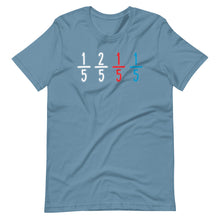 1/5 2/5 1/5 Red 1/5 Blue - Funny Math Teacher Student Unique Short-Sleeve Unisex T-Shirt