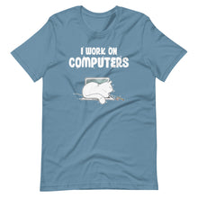 I Work On Computers - Cute Cat Information Technology Short-Sleeve Unisex T-Shirt