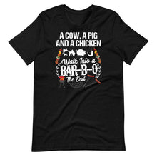 A Cow A Pig And A Chicken Walk Into A Bar Funny BBQ Grilling Master Short-Sleeve Unisex T-Shirt